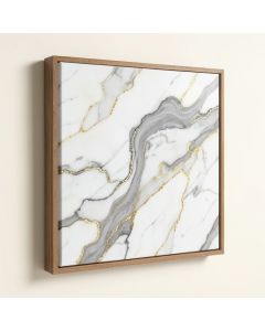 White Marble With Curley Gray And Gold Veins - Painting Print On Canvas (synthetic illustration; no displayed measurements)