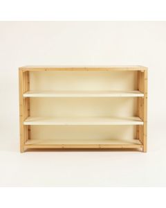 Linden Arc Low Bookcase - Cream (synthetic illustration; no displayed measurements)