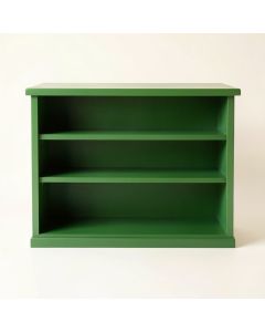 Dune Arc Low Bookcase - Green (synthetic illustration; no displayed measurements)