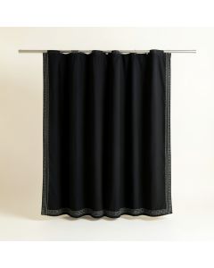 Cedar Brook Shower Curtain Hanging Flat From A Plain Rod - Black (synthetic illustration; no displayed measurements)