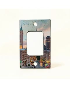 Boston Downtown Skyline In Spotlight 2-Gang Toggle Light Switch Wall Plate (synthetic illustration; no displayed measurements)