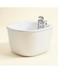 58 '' X 30 '' Freestanding Soaking Fiberglass Bathtub With Faucet (synthetic illustration; no displayed measurements)