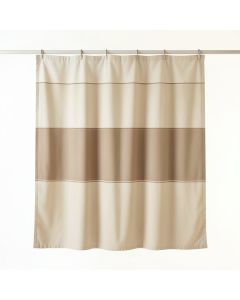 Hill Brook Shower Curtain Hanging Flat From A Plain Rod - Beige (synthetic illustration; no displayed measurements)