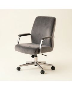 Modern Velvet Office Chair , Armchair Gray Desk Chair , Ajustable Height 360 Revolving Chair (synthetic illustration; no displayed measurements)