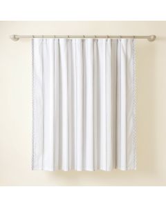 Dawn Dale Shower Curtain Hanging Flat From A Plain Rod - White (synthetic illustration; no displayed measurements)