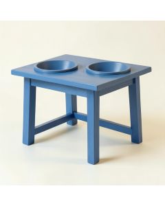 Rowan Falls Pet Feeding Stand With Two Plain Empty Bowls - Blue (synthetic illustration; no displayed measurements)