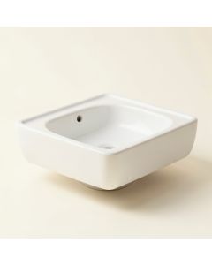 White Ceramic Rectangular Vessel Bathroom Sink With Overflow (synthetic illustration; no displayed measurements)