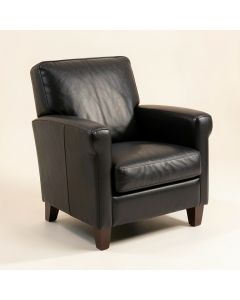 Leather Upholstered Arm Chair In Black (synthetic illustration; no displayed measurements)