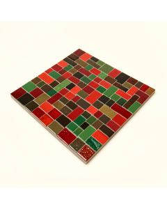 Kimarri Vibrant Kitchen Glass Mosaic Tile In Red/Brown/Green (synthetic illustration; no displayed measurements)