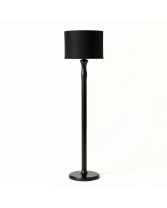 Reed Crest Floor Lamp With A Plain Fabric Shade - Black (synthetic illustration; no displayed measurements)