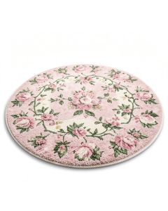 Round Elisabeta Floral Shag Pink/Green/Ivory Area Rug (synthetic illustration; no displayed measurements)