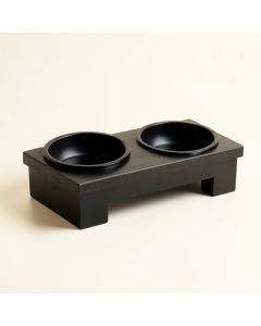 Field Arc Pet Feeding Stand With Two Plain Empty Bowls (synthetic illustration; no displayed measurements)