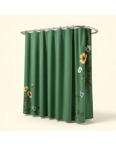 Robinett Flower Birds Single Shower Curtain + Hooks (synthetic illustration; no displayed measurements)