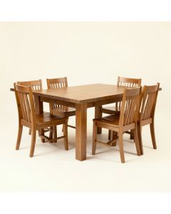 Aydyn 5 - Piece Rubberwood Solid Wood Dining Set (synthetic illustration; no displayed measurements)