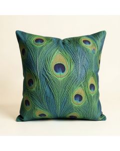 Sunray Peacock Feather Throw Pillow (synthetic illustration; no displayed measurements)