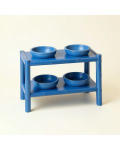 Wren Crest Pet Feeding Stand With Two Plain Empty Bowls - Blue (synthetic illustration; no displayed measurements)