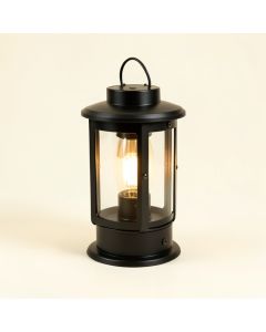 Sunjoy Contemporary Small Black Powered Led Outdoor Lantern (synthetic illustration; no displayed measurements)