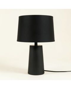 Heath Arc Table Lamp With A Plain Fabric Shade (synthetic illustration; no displayed measurements)
