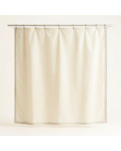 Spruce Dell Shower Curtain Hanging Flat From A Plain Rod - Ivory (synthetic illustration; no displayed measurements)