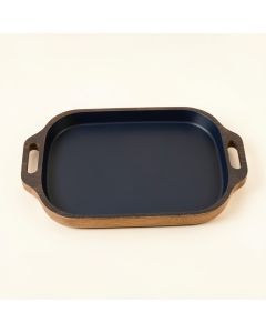 Holly Branch Serving Tray - Navy (synthetic illustration; no displayed measurements)