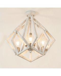 Naomi 4 - Light Unique Geometric Chandelier With Wood Accents (synthetic illustration; no displayed measurements)