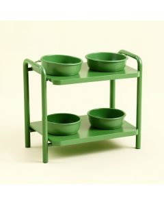 Summit Brook Pet Feeding Stand With Two Plain Empty Bowls - Green (synthetic illustration; no displayed measurements)