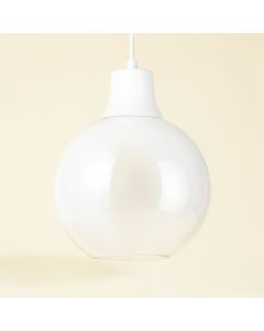 7 '' H Glass Sphere Pendant Shade ( Clip On ) In White (synthetic illustration; no displayed measurements)
