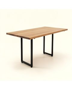 43.3 '' Solid Oak Iron Dining Table (synthetic illustration; no displayed measurements)