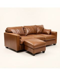 Mary 97 '' Wide Genuine Leather Sofa & Chaise (synthetic illustration; no displayed measurements)