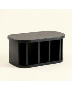 Oak Arc Shoe Storage Bench (synthetic illustration; no displayed measurements)