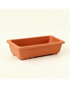 Shore Canyon Empty Railing Planter With Integral Brackets - Terracotta (synthetic illustration; no displayed measurements)