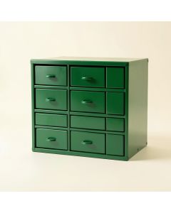 Shore Crest Small-Parts Storage Drawer Cabinet - Green (synthetic illustration; no displayed measurements)