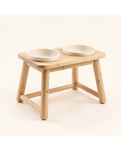 Briar Crossing Pet Feeding Stand With Two Plain Empty Bowls - Beige (synthetic illustration; no displayed measurements)