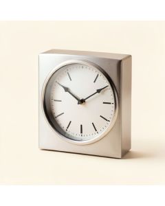 Metal Table Clock (synthetic illustration; no displayed measurements)