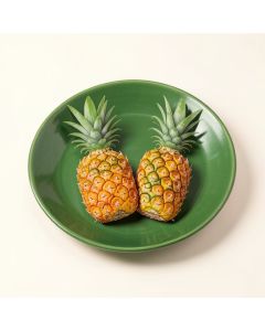 A Pair Of Juicy Tropical Pineapples Botanical Illustration Porcelain Decorative Plate (synthetic illustration; no displayed measurements)