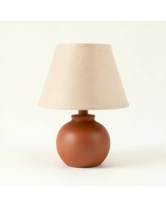 Stone Bend Table Lamp With A Plain Fabric Shade - Terracotta (synthetic illustration; no displayed measurements)