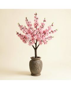 Cherry Blossom Plant In Decorative Vase (synthetic illustration; no displayed measurements)