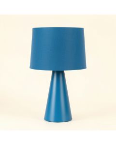Spruce Crest Table Lamp With A Plain Fabric Shade - Blue (synthetic illustration; no displayed measurements)
