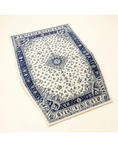 Macy Oriental White/Royal Blue Area Rug (synthetic illustration; no displayed measurements)