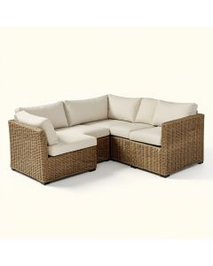 Eldora 94 '' W Wicker Patio Sectional With Cushions (synthetic illustration; no displayed measurements)