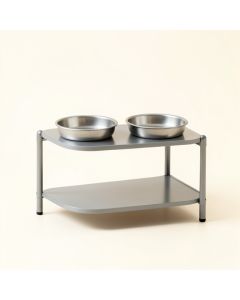 Willow Arc Pet Feeding Stand With Two Plain Empty Bowls - Gray (synthetic illustration; no displayed measurements)