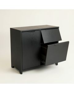 Hazel Bluff Freestanding Pull-Out Hamper Cabinet - Black (synthetic illustration; no displayed measurements)