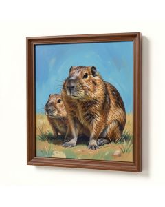 Amarillo Sod Poodles ( Prairie Dogs ) By Lucia Heffernan - Floater Frame Painting Print On Canvas (synthetic illustration; no displayed measurements)
