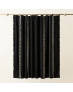 Wren Dell Shower Curtain Hanging Flat From A Plain Rod - Black (synthetic illustration; no displayed measurements)