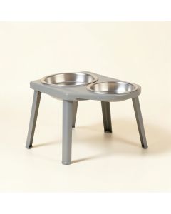 Willow Dale Pet Feeding Stand With Two Plain Empty Bowls - Gray (synthetic illustration; no displayed measurements)