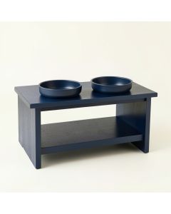 Harbor Arc Pet Feeding Stand With Two Plain Empty Bowls (synthetic illustration; no displayed measurements)