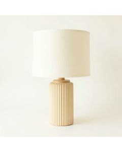 Spruce Bridge Table Lamp With A Plain Fabric Shade - Cream (synthetic illustration; no displayed measurements)
