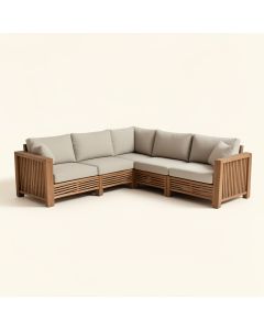 Jacobson 4 Piece Teak Sectional Seating Group With Cushions (synthetic illustration; no displayed measurements)