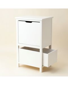 Ridge Bluff Freestanding Pull-Out Hamper Cabinet - White (synthetic illustration; no displayed measurements)