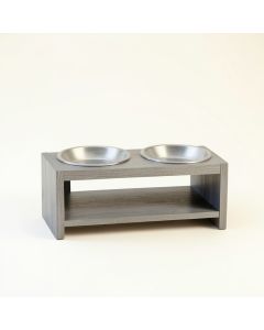 Lake Dale Pet Feeding Stand With Two Plain Empty Bowls - Gray (synthetic illustration; no displayed measurements)